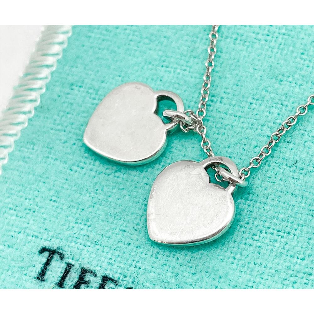 Tiffany & Co. Return to Tiffany Blue Enamel Double Mini Heart Necklace 16” - Picture 5 of 10